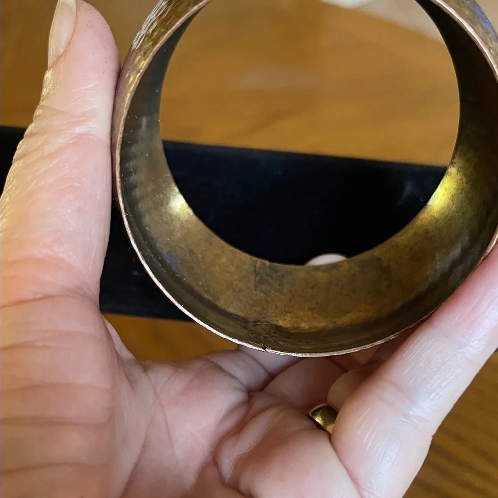 Hammered Metal Cuff Bracelet in Antique Brass Tone
